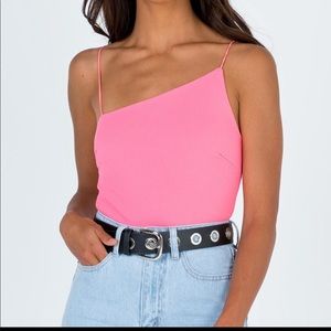 Pink asymmetrical bodysuit